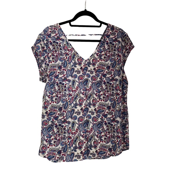 DR2 Paisley Print V-Neck Top M - Picture 1 of 7